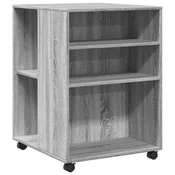 Vidaxl Stranska mizica s kolesi siva sonoma 55x60x78 cm inž. les