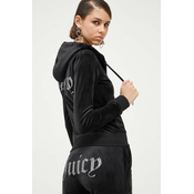 Dukserica Juicy Couture za žene, boja: crna, s kapuljacom, s aplikacijom