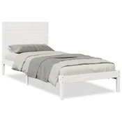 Vidaxl Daljši posteljni okvir brez vzmetnice bel 90x210 cm trden les