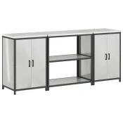 Vidaxl Kuhinjski set za shranjevanje 3 pcs Srebrna 210 x 50 x 92 cm