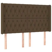 Vidaxl Vzglavje z ušesi temno rjavo 147x16x118/128 cm blago