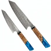 Set damastnih kuhinjskih noževa ZU - 40423 - 2 kom/Plava KP40423