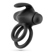 Crushious Thumper Double Vibrating Ring with Remote - Black, Silicone, 8.5 cm EX24297