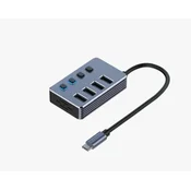 E-Green USB 3.1 tip C HUB, Superbrzi 4-portni USB 3.0 sa prekidacima