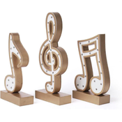 NIKCORP LED namizna dekorativna svetilka Glasbena nota, zlata, moderna nočna lučka iz MDF lesa za stilski dom, 3-delni set, 29 cm, (5000165839)