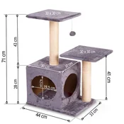 Pethaus Mačji praskalnik 71 cm DR-263 z miško, svetlo siv