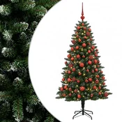 Vidaxl Umjetno božično drevo z okrasnimi kroglami 210 cm 300 LED