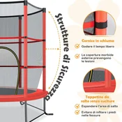 Costway Vrtna trampolin O165 cm z zaščitno mrežo in rdečo jekleno konstrukcijo