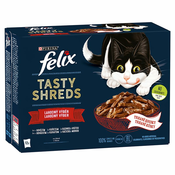 FELIX Tasty Shreds mix vrečke z okusnim mesom v soku 12x80 g