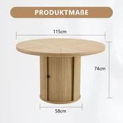 SONNENH Jedilna miza, MDF, 115 x 115 x 74 cm, prostor za shranjevanje, za jedilnico