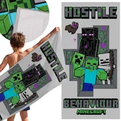 sarcia.eu Minecraft Siv, HITRO SUŠEČA brisača za plažo, kopalna ZA FANTKA, 100% BOMBAŽ 70x140 cm OEKO-TEX