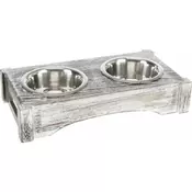 SET POSUDA METAL/DRVO 2x0,45l/12cm bela