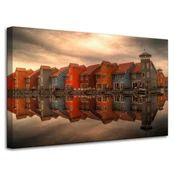 shumee Platno s sliko Barvite hiše Nizozemske 80x50 cm
