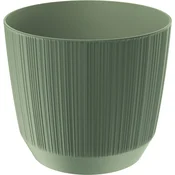 Prosperplast Okrogel plastični cvetlični lonček z utorjenim pokrovom, zelen, 16,8 cm, Ryfo