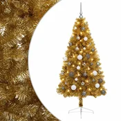 Vidaxl Umetna božična jelka z bučko 150 cm 150 LED Toplo bela