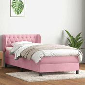 vidaXL vidaXL Box spring postelja z vzmetnico roza 80x220 cm žamet, (21792970)