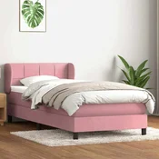 vidaXL vidaXL Box spring postelja z vzmetnico roza 80x220 cm žamet, (21792005)