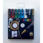 Dekorativni marker, komplet, 0,9-1,3 mm, UNI Posca PC-3M Holiday, 8 različnih barv, 8 kosov