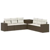 Set sofe 7 pcs Smeda i krem bijela Poli Rattan i celik