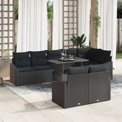vidaXL vidaXL Vrtna sedežna garnitura Set 9 Črna Ratan, Kovina, (22064837)