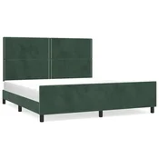 Vidaxl Posteljni okvir z vzglavjem temno zelen 180x200 cm žamet
