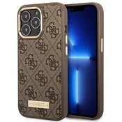 Guess Etui Guess 4G Logo Plate MagSafe za iPhone 14 Pro - rjavo