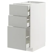 METOD / MAXIMERA Pod.elem.3front/2dnj/1srd/1vis.fiok, bela/Havstorp svetlosiva, 40x60 cm