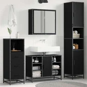 vidaXL Komplet pohištva za kopalnico 3 pcs Črni hrast 80 x 33 x 60 cm