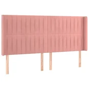Vidaxl Vzglavje z ušesi roza 183x16x118/128 cm žamet