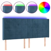 Vidaxl LED posteljno vzglavje temno modro 203x16x118/128 cm žamet