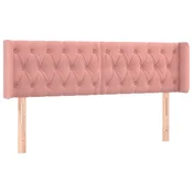 Vidaxl Vzglavje z ušesi roza 163x16x78/88 cm žamet