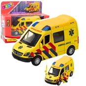 Reševalni avtomobil, kovinski, LEAN TOYS, 1:32, lučke, zvok, rumena