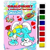 Pobarvanka z barvicami in čopičem Smurfs