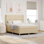 vidaXL vidaXL Box Spring postelja z vzmetnico in LED krem 160x200 cm tkanina, (22049592)