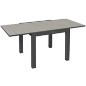 OUTSUNNY Raztegljiva vrtna miza iz aluminija za 4-6 oseb, 81/162x80 cm raztegljiva zunanja jedilna miza z letvasto ploščo, za patio teraso balkon, siva
