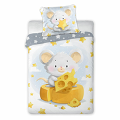 Faro posteljnina 2-delna Cuddles miška grey/yellow