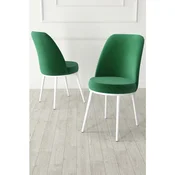 Hanah Home set trpezarijskih stolica Jaxe 4 kom, smaragdno zelena tkanina Babyface, bele metalne noge