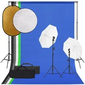 Vidaxl Komplet za foto studio z lučmi, ozadjem in odbojnikom