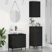 vidaXL Komplet pohištva za kopalnico 3 pcs Črna 39.5 x 36 x 88 cm