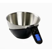 INF Digitalna kuhinjska tehtnica z inox skledo, snemljiva merilka, 5kg Black, (5000298784)
