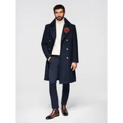 Ombre Mens double-breasted coat with wool and bead appliqués on sleeves - black