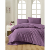 Ljubicasta pamucna posteljina za bracni krevet/za produženi krevet s ukljucenom plahtom/s ukljucenim prekrivacem 200x220 cm – Mijolnir