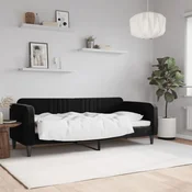 shumee vidaXL Kavč z ležiščem črne barve 80x200 cm oblazinjen z žametom