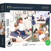 Northix Trefl Prime Puzzle Yoga Cats Coffee Peace Of Mind, 1000 kosov