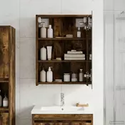 vidaXL Kopalniška ogledalna omara Dimljeni oreh 43 x 16 x 62.5 cm