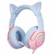slomart Gaming slušalke k9 7.1 rgb surround cat ears usb roza-modre