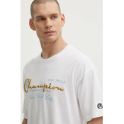 Pamučna majica Champion za muškarce, boja: bijela, s aplikacijom, 219998