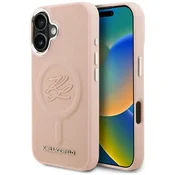 Ovitek Ovitek Karl Lagerfeld Initial & Metal Logo MagSafe za iPhone 16, roza (KLHMP16SPGFKLRDP)