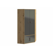 Kutna garderoba Akron N114 Craft hrast, Tamno sivo, 191x88x88cm, Porte guardarobaVrata garderobe: Klasicna vrata