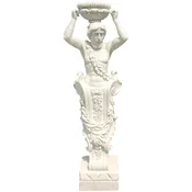 Casa Padrino Antique Style Marble Sculpture Man with Flower Pot White H. 180 cm